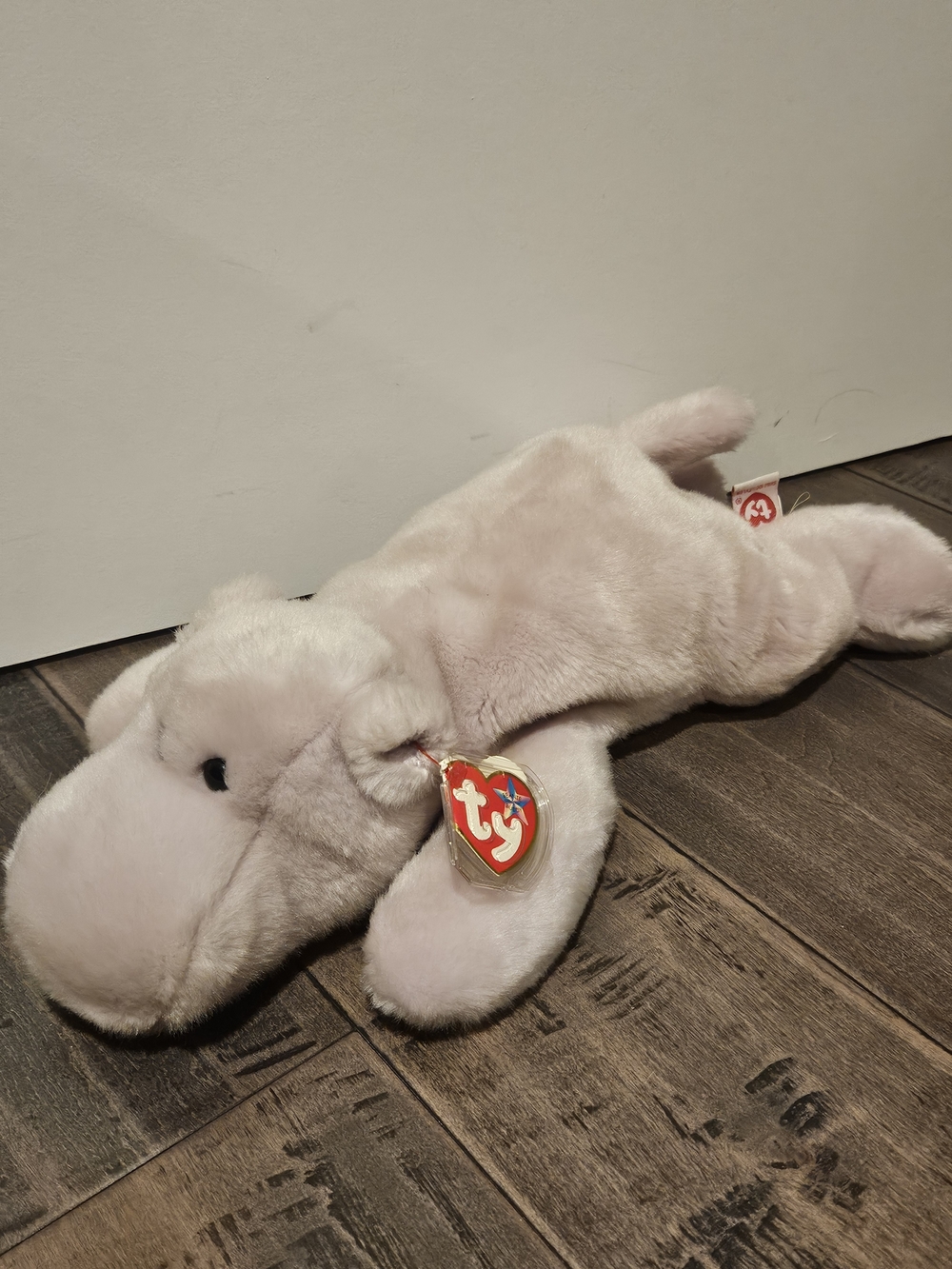 Ty Beanie Baby Plush Hippo - Soft Light Pink Stuffed Toy